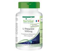 fairvital L-théanine 500mg, 120 comprimés, qualité certifiée et hautement dosée, 100% végétalienne, facile à avaler, fabriquée en Allemagne