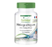Fairvital | Mélange d'algues avec 3000mg de Spiruline, 1000mg de Chlorelle & 1000mg Herbe d'Orge par dose journalière - VEGAN - 500 comprimés