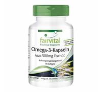 Fairvital | Omega-3 capsules d'huile de poisson - 500mg 1 mois - Fortement dosé - 90 gélules - avec l'EPA et le DHA