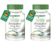 fairvital Picolinate de zinc 15mg, comprimés, 60 comprimés, faciles à avaler, HAUTEMENT DOSÉS, VÉGÉTALIENS (Lot de 2)