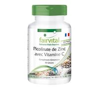 Fairvital | Picolinate de zinc avec vitamine C - 90 gélules - HAUTEMENT DOSÉ - 10 mg de zinc + 80 mg de vitamine C par gélule - VÉGÉTALIEN