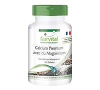 fairvital Premium Calcium Magnésium en gélules, 180 gélules, pour 3 mois, HAUTEMENT DOSÉ, avec poudre de coquilles d'huîtres