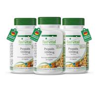 fairvital Propolis d'abeille 1000mg par dose journalière, 3 x 60 gélules, extrait naturel de propolis d'abeille, HAUTEMENT DOSÉ