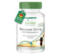 fairvital Resvératrol 100mg en gélules avec bioflavonoïdes, 90 gélules, VÉGÉTALIEN, avec rutine, OPC et quercétine
