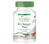 Fairvital | Riz Rouge Plus - avec 2,94mg de monacoline K, chrome, extrait d'Artichaut, de schisandra, de peau de grenade et de graines de soja - HAUTEMENT DOSÉ - VEGAN - 90 Gélules
