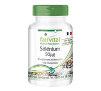 fairvital Sélénium 50 mcg issu de levure de sélénium, 100 comprimés, faciles à avaler, HAUTEMENT DOSÉS, VÉGÉTALIENS