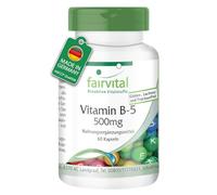 Fairvital | Vitamine B5 500mg - Acide Pantothénique - VEGAN - Fortement dosé - 60 gélules - ! Boite pour 2 mois !