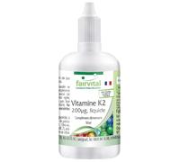 Fairvital | Vitamine K2 liquide 200 µg par 10 gouttes - 50ml pour 1/2 an - Fortement dosée - Ménaquinone naturelle MK-7 de Natto - Vegan