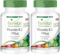 fairvital Vitamine K2 MK7-90 gélules, faciles à avaler, HAUTEMENT DOSÉE, 100µg par gélule, ménaquinone MK-7, naturelle et fermentée à partir de natto, VÉGÉTALIENNE (Lot de 2)