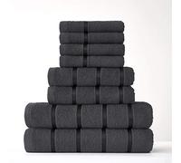 FAIRWAYUK Lot de 8 Serviettes pour Salle de Bain Ultra Douces, 100% Coton Egyptien, Noir