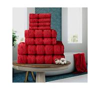 FAIRWAYUK Lot de 8 Serviettes pour Salle de Bain Ultra Douces de qualité supérieure, 100% Coton égyptien, 4 Serviettes pour Le Visage, 2 essuie-Mains, 2 Serviettes de Bain, Rouge