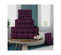 FAIRWAYUK Lot de 8 Serviettes pour Salle de Bain Ultra Douces de qualité supérieure - 100% Coton égyptien - 4 Serviettes pour Le Visage, 2 essuie-Mains, 2 Serviettes de Bain - Violet