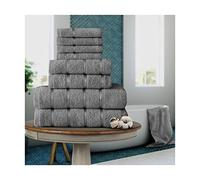 FAIRWAYUK Lot de 8 Serviettes pour Salle de Bain Ultra Douces de qualité supérieure, 100% Coton égyptien, 4 Serviettes pour Le Visage, 2 essuie-Mains, 2 Serviettes de Bain, Argent