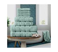 FAIRWAYUK Lot de 8 Serviettes pour Salle de Bain Ultra Douces de qualité supérieure, 100% Coton égyptien, 4 Serviettes pour Le Visage, 2 essuie-Mains, 2 Serviettes de Bain, Bleu Canard