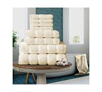 FAIRWAYUK Lot de 8 Serviettes pour Salle de Bain Ultra Douces de qualité supérieure, 100% Coton égyptien, 4 Serviettes pour Le Visage, 2 essuie-Mains, 2 Serviettes de Bain, crème