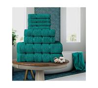 FAIRWAYUK Lot de 8 Serviettes Ultra Douces de qualité supérieure pour Salle de Bain, 100% Coton égyptien, 4 Serviettes pour Le Visage, 2 essuie-Mains, 2 Serviettes de Bain, Bleu Sarcelle