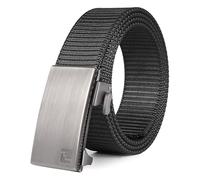FAIRWIN Ceinture à cliquet pour hommes, ceinture en nylon pour le travail, le golf, ceinture décontractée à sangle réglable pour le quotidien, l’extérieur, argenté, XL(46"-50"Waist)