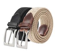 Fairwin Ceinture Elastique Tressée Homme Tissu Extensible 3.3cm | Ceinture tressée extensible sans trous, boucle aiguille, 3.3cm large, 0.5cm fin, réglable, jean pantalon, grande taille
