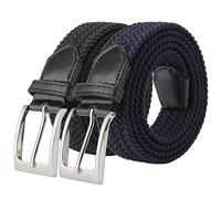 Fairwin Ceinture Elastique Tressée Homme Tissu Extensible 3.3cm | Ceinture tressée extensible sans trous, boucle aiguille, 3.3cm large, 0.5cm fin, réglable, jean pantalon, grande taille