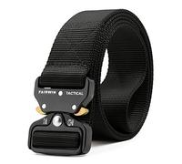 Fairwin Tactique Ceinture, en Toile de Style Militaire Riggers Web Ceinture avec Heavy Duty à dégagement Rapide Boucle en métal, Homme, Noir, Waist 38"-44" Width 1.5"