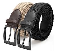 Fairwin Unisex Élastique Tressé Ceinture pour hommes et femmes, Vintage Tissu Élastique Tissé Tressé Ceinture pour Sports Voyages -Lot de 2