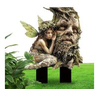 Fairy And Tree Trunk Garden Player - 2D Acrylique Outdoor Decoration, Figurine De Jardin À L'épreuve Des Intempéries | Ornement De La Pelouse De Yard Fantaisiste, Décoration Thème De La Forêt Enchanté