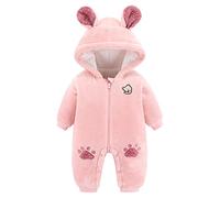 Fairy Baby Grenouillère à capuche pour bébé, nouveau-né et bébé, combinaison de dessin animé, tenue d'automne et d'hiver de 0 à 12 mois, marron, rose, 6 mois
