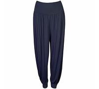 FAIRY BOUTIQUE Ali Baba Sarouel Baggy Grande Taille Taille Élastique Pantalon de détente pour Yoga Été Plage, bleu marine, 56-58