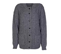 FAIRY BOUTIQUE Aran Cardigan en tricot torsadé à manches longues pour femme 7 boutons 2 poches col rond, Marl Charcaol, 44/46