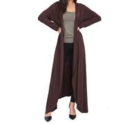 FAIRY BOUTIQUE Cardigan long à manches longues ouvert sur le devant pour femme, marron, 52-54