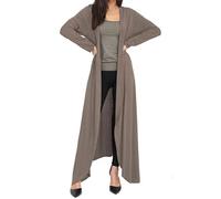 FAIRY BOUTIQUE Cardigan long à manches longues ouvert sur le devant pour femme, moka, 36-38