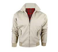 FAIRY BOUTIQUE Harrington Veste classique à manches longues pour homme Style rétro années 70 Fermeture Éclair Grande taille, beige, 3XL