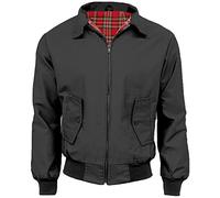 FAIRY BOUTIQUE Harrington Veste classique à manches longues pour homme Style rétro années 70 Fermeture Éclair Grande taille, charbon, M