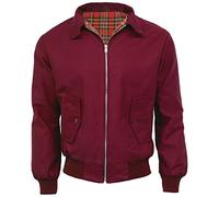 FAIRY BOUTIQUE Harrington Veste classique à manches longues pour homme Style rétro années 70 Fermeture Éclair Grande taille, bordeaux, L