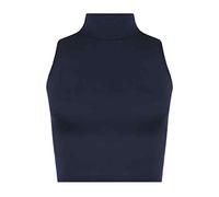 FAIRY BOUTIQUE Haut court à col roulé pour femme - Sans manches - Col roulé, bleu marine, 36-38