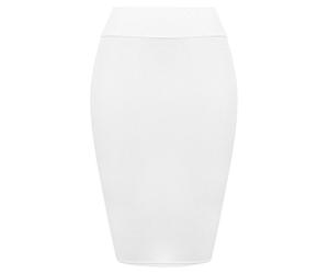 FAIRY BOUTIQUE Jupe crayon taille haute mi-longue jersey stretch pour femme, blanc, 36-38