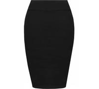 FAIRY BOUTIQUE Jupe crayon taille haute mi-longue pour femme jersey stretch uni, Noir , 40-42