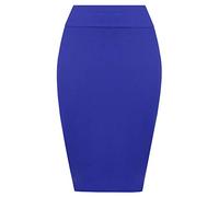 FAIRY BOUTIQUE Jupe crayon taille haute pour femme - Longueur genou - Extensible - Longueur genou - Jupe crayon moulante, bleu marine, 40-42