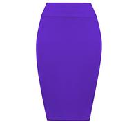 FAIRY BOUTIQUE Jupe crayon taille haute pour femme - Longueur genou - Extensible - Longueur genou - Jupe crayon moulante, violet, 36-38