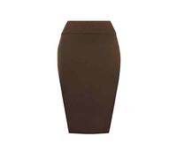 FAIRY BOUTIQUE Jupe crayon taille haute pour femme - Longueur genou - Extensible - Longueur genou - Jupe crayon moulante, marron, 36-38