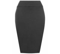 FAIRY BOUTIQUE Jupe crayon taille haute unie pour femme à longueur genou Jersey moulant extensible, charbon, 40-42