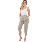 FAIRY BOUTIQUE Pantacourt 3/4 pour femme Cherry Berry Capri en coton élastique stretch Taille 38-52, beige, 46