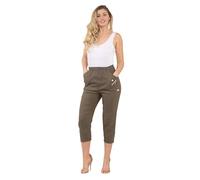 FAIRY BOUTIQUE Pantacourt 3/4 pour femme Cherry Berry Capri en coton élastique stretch Taille 38-52, moka, 46