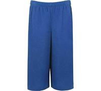 FAIRY BOUTIQUE Pantalon 3/4 pour femme à taille élastique et jambe large - Pantalon court à taille élastique pour femme, bleu marine, 48-50