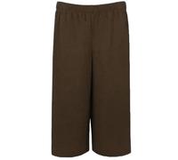 FAIRY BOUTIQUE Pantalon court 3/4 3/4 uni à taille élastique pour femme, marron, 48-50
