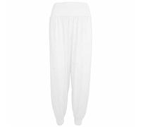 FAIRY BOUTIQUE Pantalon sarouel grande taille extensible décontracté pour femme pour yoga, été, plage, blanc, 36-38