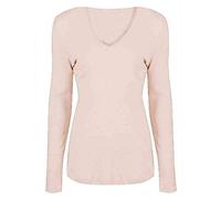 FAIRY BOUTIQUE T-shirt à manches longues et col en V pour femme, nude, 40-42