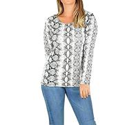 FAIRY BOUTIQUE T-shirt uni à manches longues et col rond pour femme, Imprimé serpent, 48-50