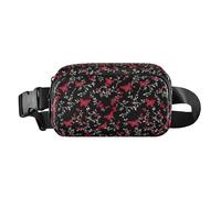 Fairy Butterfly Sac banane tendance pour homme et femme avec fermeture éclair et sangle réglable pour voyage, course à pied, randonnée, Fée papillon rouge noir, 1 size