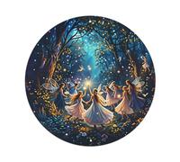 Fairy Dance Forest Glow Magic Round Tin Sign Vintage Metal Poster Retro Bar, Maison, Man Cave, Cuisine, Buanderie, Décoration Murale Cadeau 20,3 x 20,3 cm